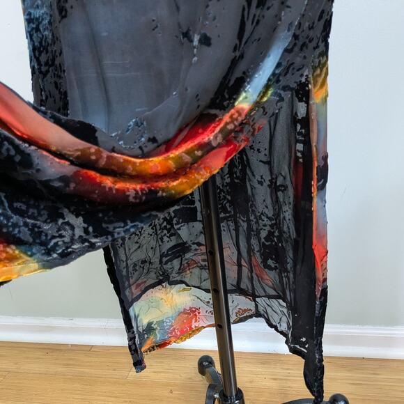 Vintage Velvet Maxi Dress M Black Mulit Burnout Indie Grunge Artsy 90s Y2K Goth - Picture 4 of 12